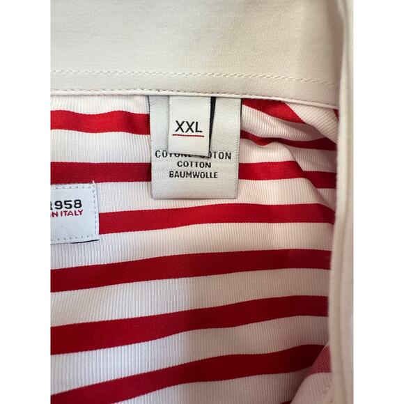 Poggianti 1958 Made in Italy Striped Shirt XXL Cotton White Collar Long Sleeve - Picture 4 of 5